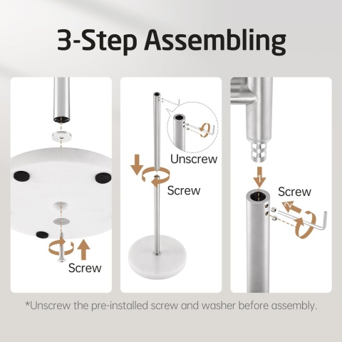 KES wieszak na ręczniki łazienkowe 3 drążki- srebrny marmurowa podstawa