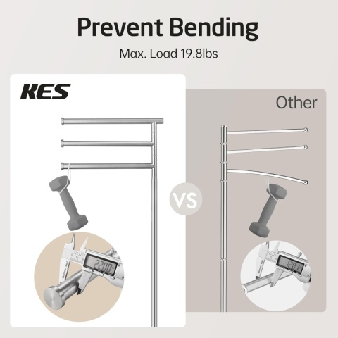 KES wieszak na ręczniki łazienkowe 3 drążki- srebrny marmurowa podstawa
