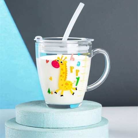 Kubek ze słomką silikonowy kubek do picia z uchwytem, ​350 ml niekapek