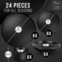 Manhattan Czarny zestaw naczyń dla 6 osób, 24-częściowy, z kamionki