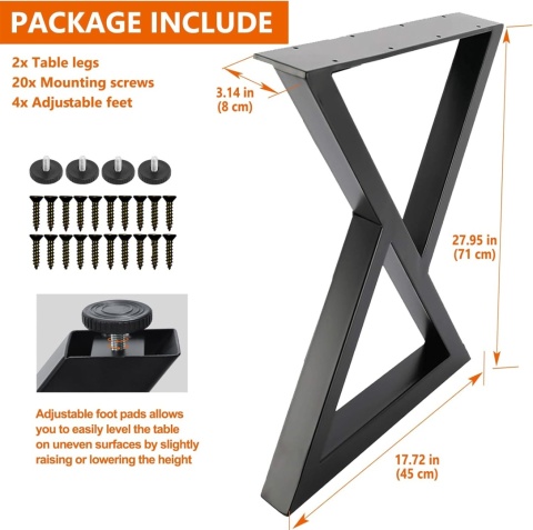 Nogi do stołu lawy biurka stolika metalowe loftowe industrial X 2szt noga