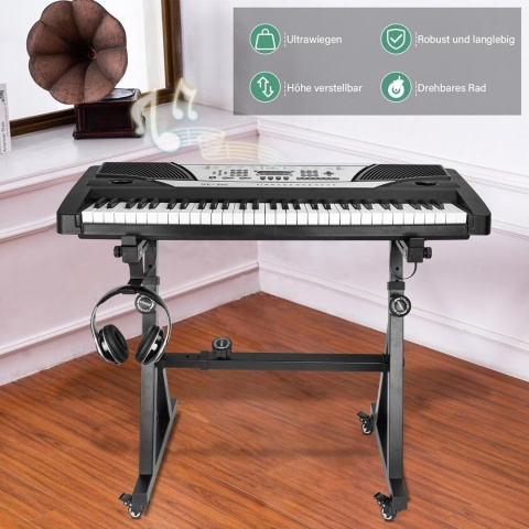 OUUTMEE Stojak na klawiaturę, kółka, stojak regulowany, z szyną ślizgową