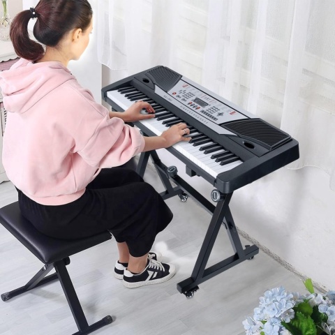 OUUTMEE Stojak na klawiaturę, kółka, stojak regulowany, z szyną ślizgową