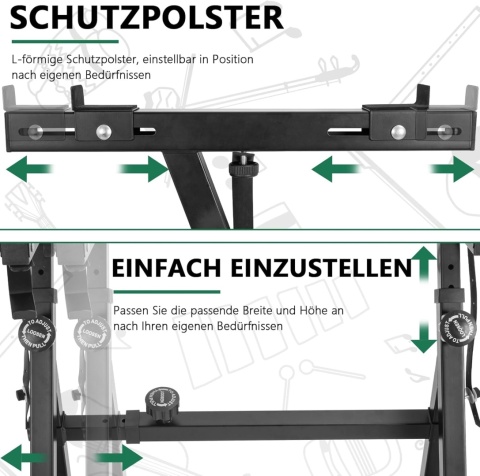 OUUTMEE Stojak na klawiaturę, kółka, stojak regulowany, z szyną ślizgową