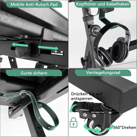 OUUTMEE Stojak na klawiaturę, kółka, stojak regulowany, z szyną ślizgową