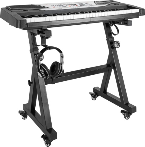 OUUTMEE Stojak na klawiaturę, kółka, stojak regulowany, z szyną ślizgową