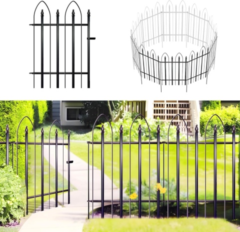 Ogrodzenie ogrodowe Thealyn z metalu dekoracyjnego (4 panele + 1 bramka)