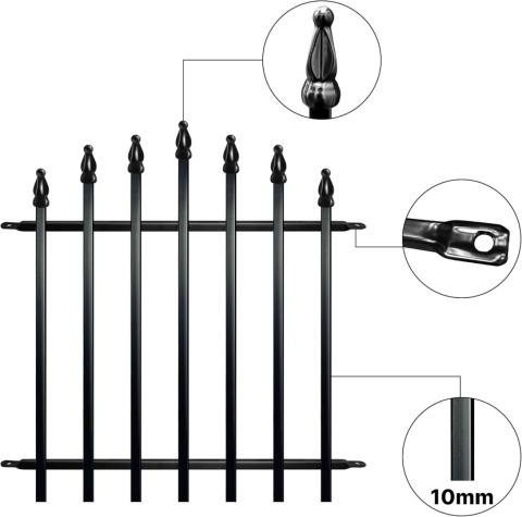 Ogrodzenie ogrodowe Thealyn z metalu dekoracyjnego (4 panele + 1 bramka)