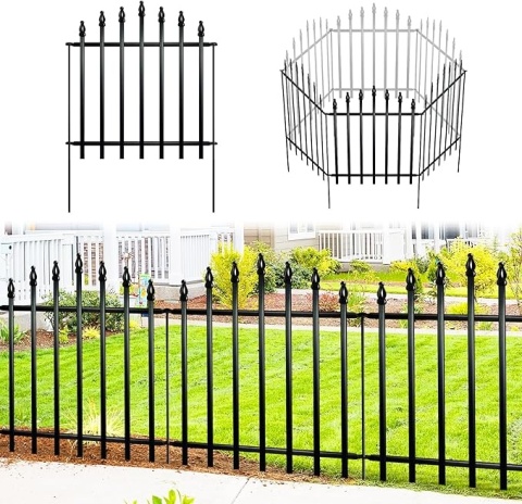 Ogrodzenie ogrodowe Thealyn z metalu dekoracyjnego (4 panele + 1 bramka)