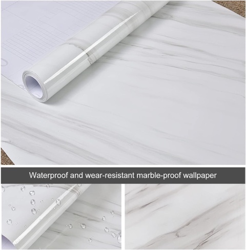 Okleina folia dekoracyjna 500 x 60 cm samoprzylepna Surmounty marmur