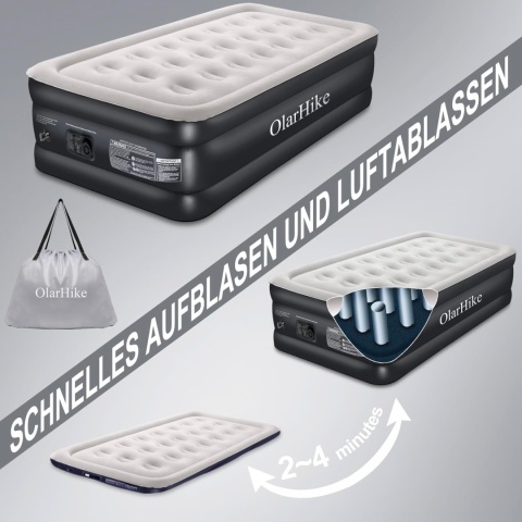 OlarHike Łóżko dmuchane dla 1 osoby z wbudowaną pompką elektryczną
