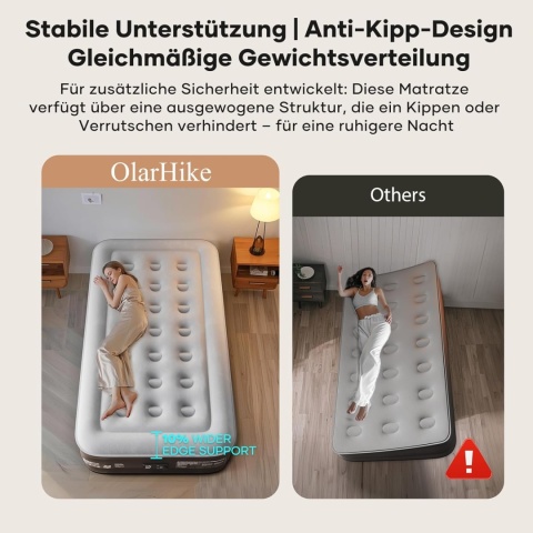 OlarHike Łóżko dmuchane dla 1 osoby z wbudowaną pompką elektryczną