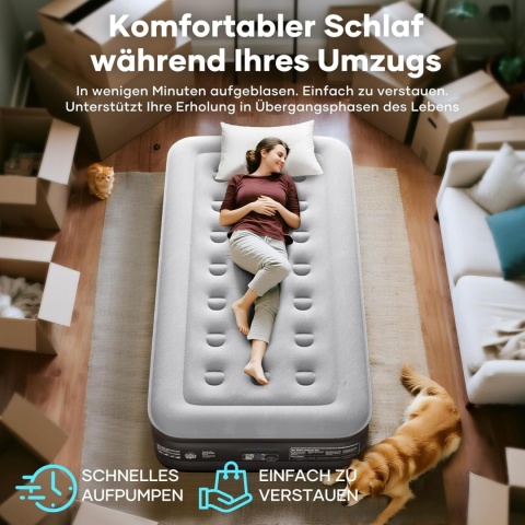 OlarHike Łóżko dmuchane dla 1 osoby z wbudowaną pompką elektryczną