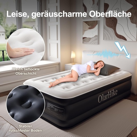 OlarHike Łóżko dmuchane dla 1 osoby z wbudowaną pompką elektryczną
