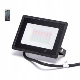 Reflektor LED RGB w kolorze czarnym 50W pilot