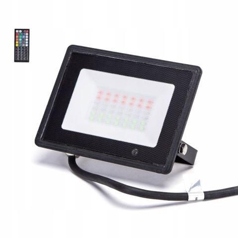 Reflektor LED RGB w kolorze czarnym 50W pilot