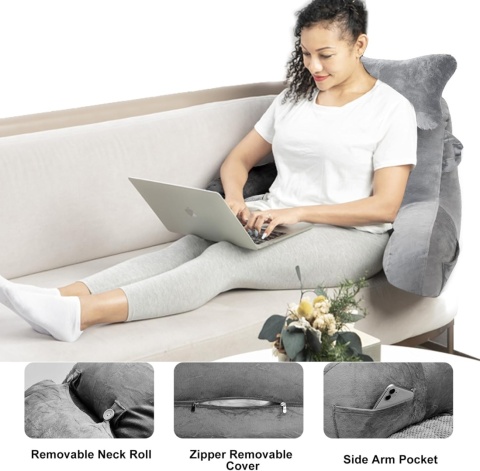 SLIGUY Poduszka do czytania, bardzo duża, 79 cm, ciemno szary