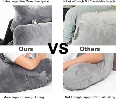 SLIGUY Poduszka do czytania, bardzo duża, 79 cm, ciemno szary