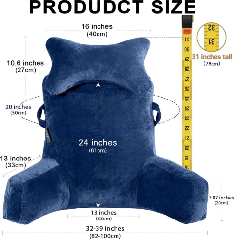 SLIGUY Uniwersalna Wygodna Poduszka Oparcie Pod Plecy Niebieska 64x82cm