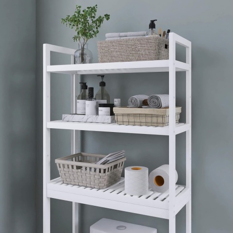 SMIBUY Półka do przechowywania w łazience, bambusowy organizer na toaletę