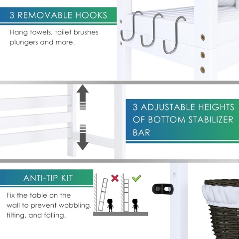 SMIBUY Półka do przechowywania w łazience, bambusowy organizer na toaletę