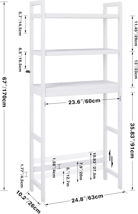 SMIBUY Półka do przechowywania w łazience, bambusowy organizer na toaletę