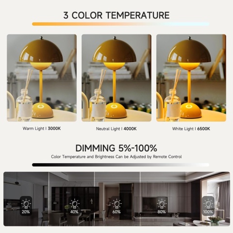 SUCIKORIO Lampa LED, bezprzewodowa, dotykowa, ściemniana,3000-6000 K