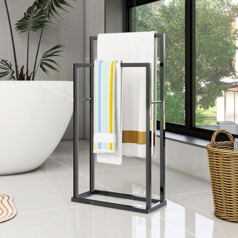 Stojak wieszak II łazienkowy na ręczniki LOFT - stalowy design