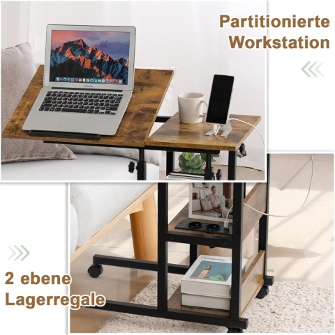 Stolik z regulacją wysokości industrialny loftowy rustykalny STOLIK BOCZNY