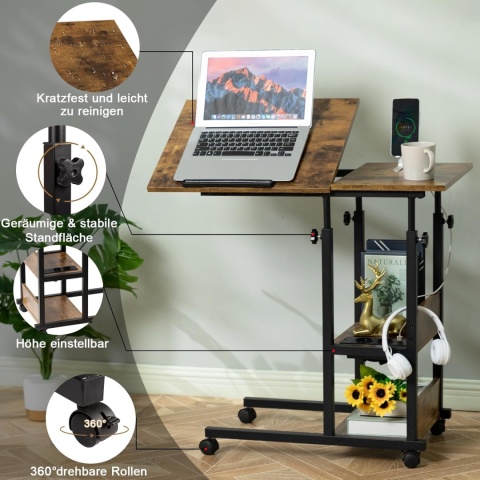 Stolik z regulacją wysokości industrialny loftowy rustykalny STOLIK BOCZNY