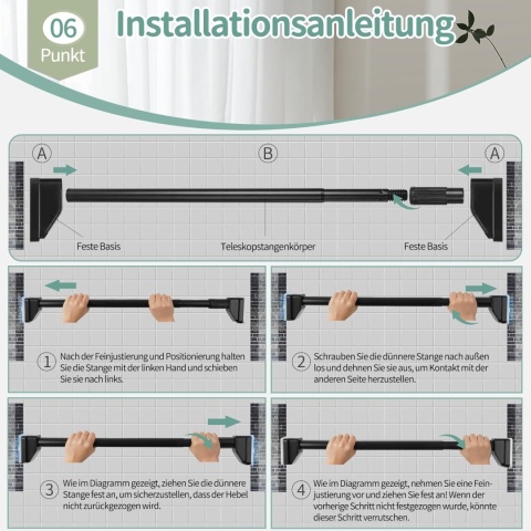 Teleskopowy drążek do zasłony prysznicowej 120-200 cm 100kg