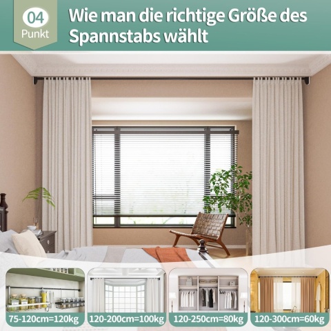 Teleskopowy drążek do zasłony prysznicowej 120-200 cm 100kg