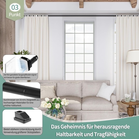 Teleskopowy drążek do zasłony prysznicowej 120-200 cm 100kg