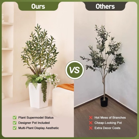 VeriNatural Kompozycja sztucznego drzewa oliwnego – 120 cm z donica