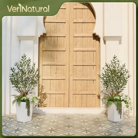 VeriNatural Kompozycja sztucznego drzewa oliwnego – 120 cm z donica