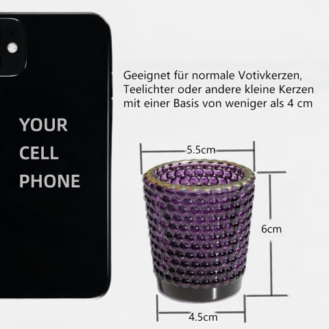 Vohocandle świeczniki na podgrzewacze ze złotą krawędzią, 12 sztuk