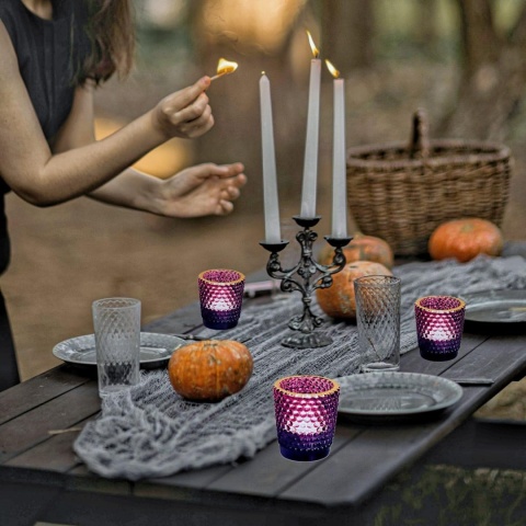 Vohocandle świeczniki na podgrzewacze ze złotą krawędzią, 12 sztuk