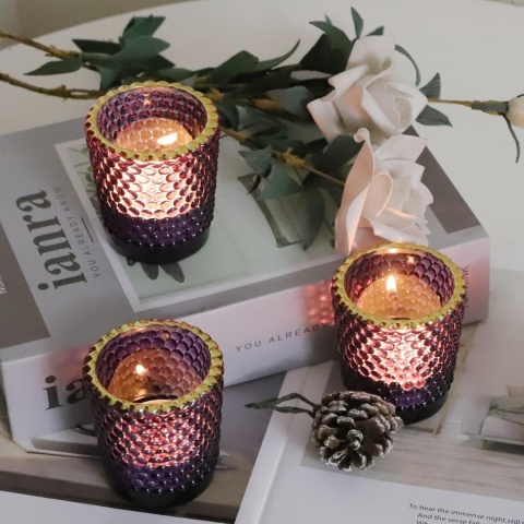 Vohocandle świeczniki na podgrzewacze ze złotą krawędzią, 12 sztuk