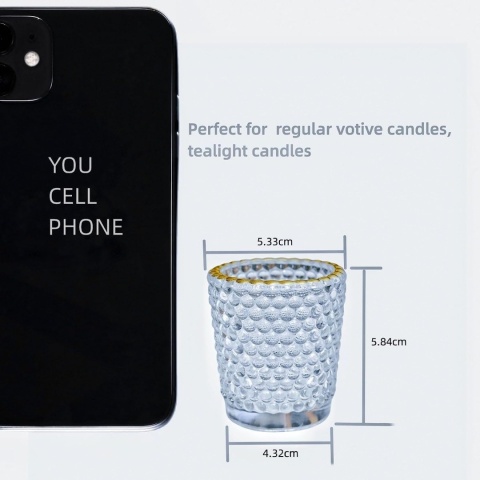 Vohocandle świeczniki na podgrzewacze ze złotą krawędzią, 12 sztuk