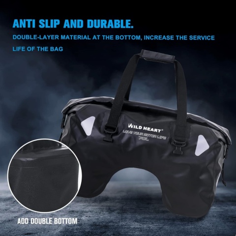 WILD HEART Sucha Torba Motocyklowa 70L z Paskami Wodoodporna