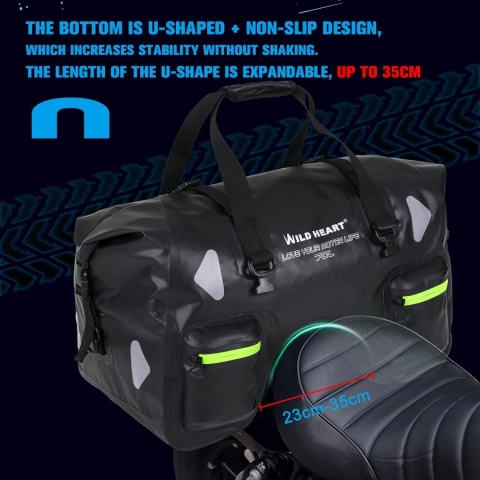 WILD HEART Sucha Torba Motocyklowa 70L z Paskami Wodoodporna