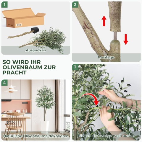 YOLEO Sztuczne drzewo oliwne, 150 cm, sztuczna roślina