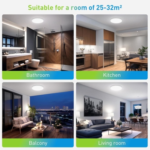 Yafido Lampa sufitowa LED, 30 cm, 48 W, 4320 lm, 6000 K, zimna biel,