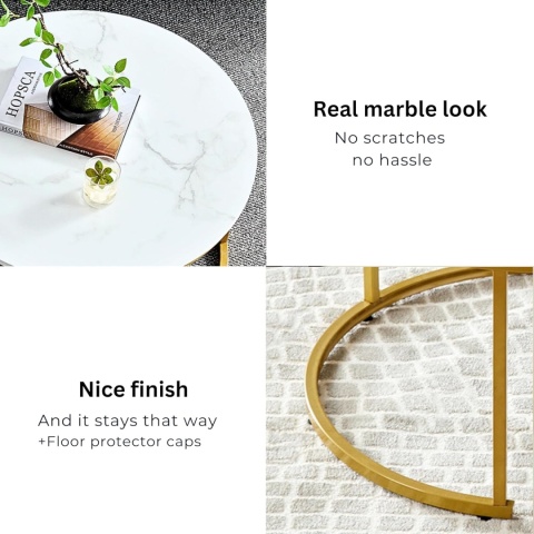 Zestaw 2 Ław Stolik Kawowy Złoty Marmur 70 cm , 50 cm