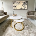 Zestaw 2 Ław Stolik Kawowy Złoty Marmur 70 cm , 50 cm