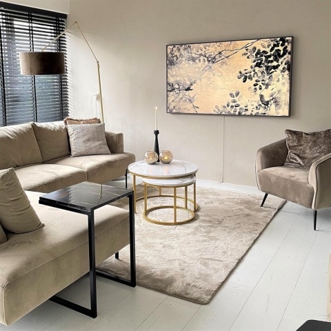 Zestaw 2 Ław Stolik Kawowy Złoty Marmur 70 cm , 50 cm