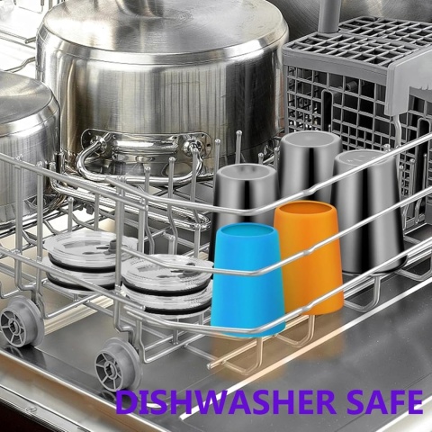 Zestaw 5 kubków ze stali nierdzewnej Hikrxya z pokrywkami i słomkami 360 ml