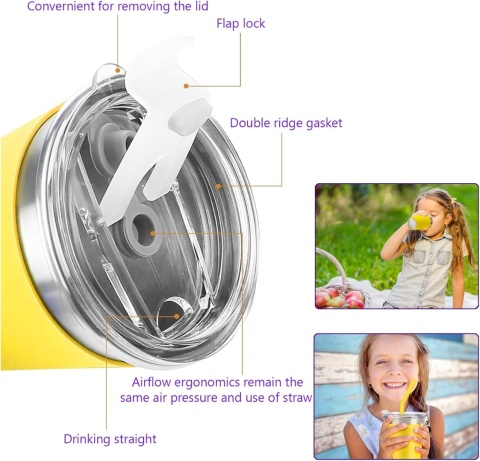 Zestaw 5 kubków ze stali nierdzewnej Hikrxya z pokrywkami i słomkami 360 ml