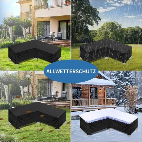 wiipara Pokrowiec na meble ogrodowe w kształcie litery L, wodoszczelny, 215 x 215 x 80 x 87 cm,