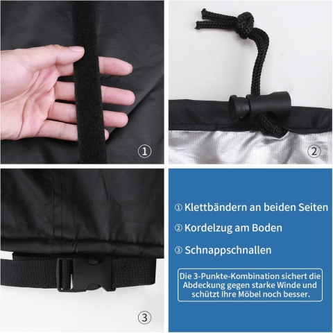 wiipara Pokrowiec na meble ogrodowe w kształcie litery L, wodoszczelny, 215 x 215 x 80 x 87 cm,